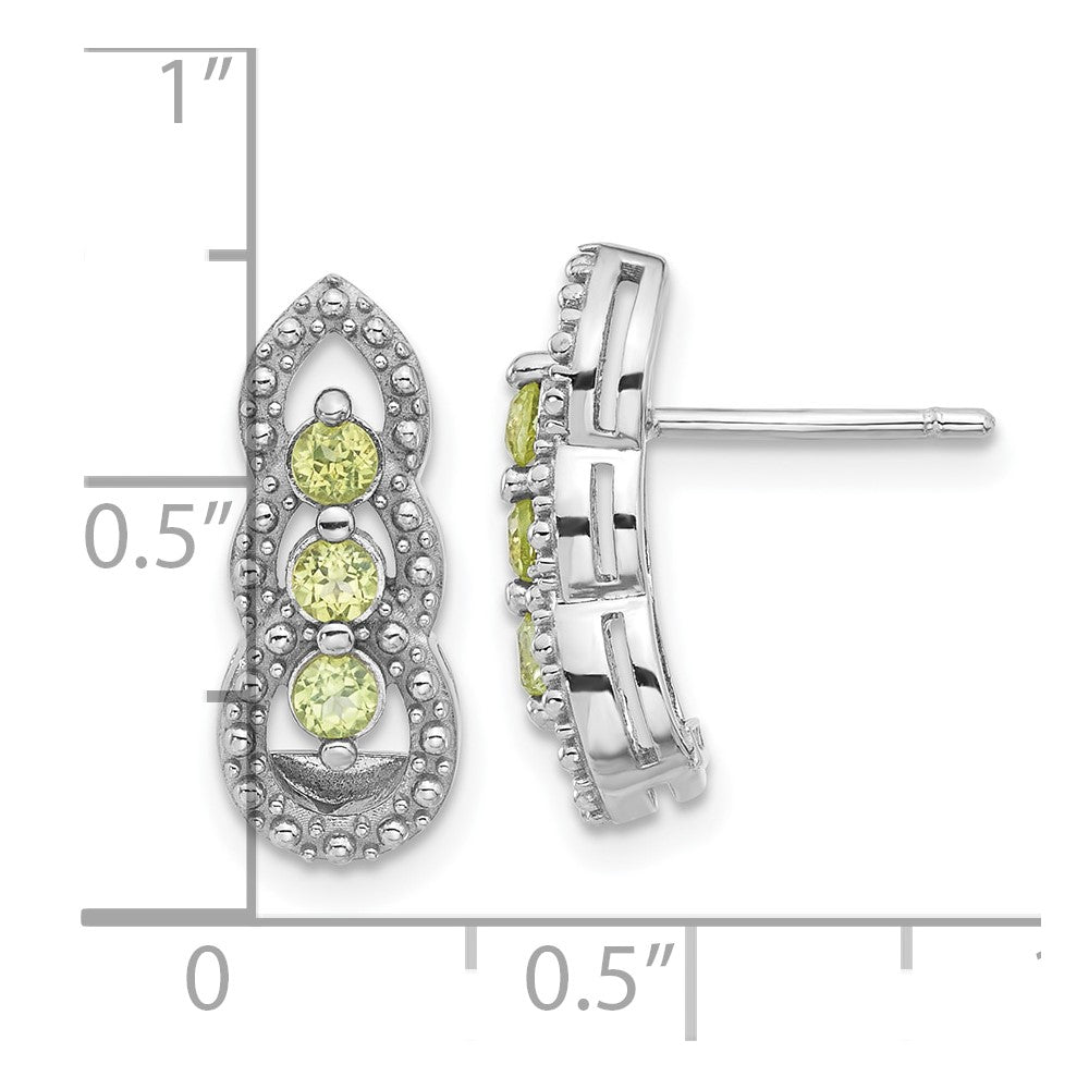 Sterling Silver Rhodium-plated Peridot Post Earrings