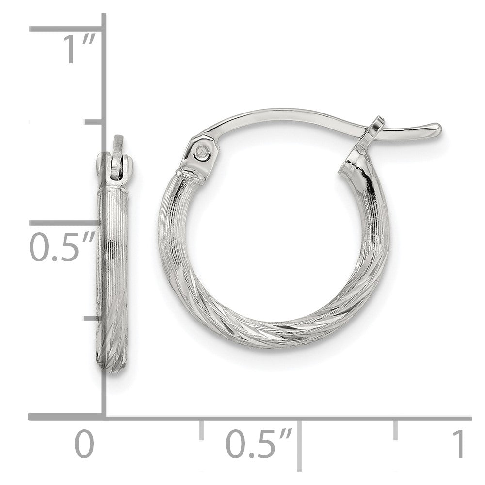Sterling Silver 2mm Polished/Satin D/C Hoop Earrings