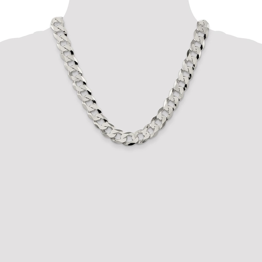 Sterling Silver 13mm Beveled Curb Chain