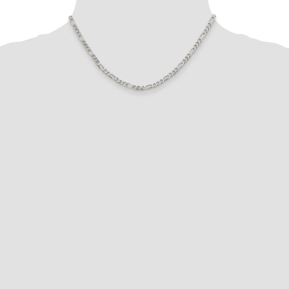 Sterling Silver 4mm Pav‚ Flat Figaro Chain