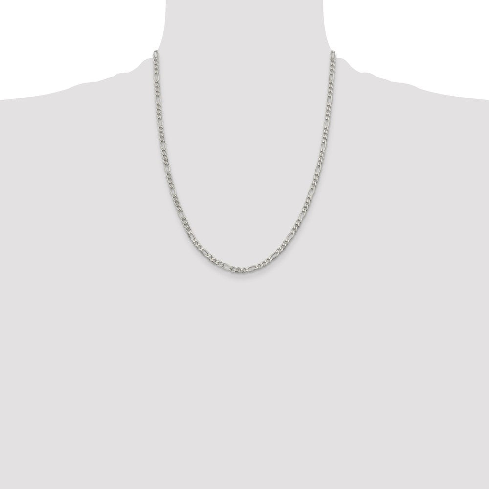Sterling Silver 4mm Pav‚ Flat Figaro Chain