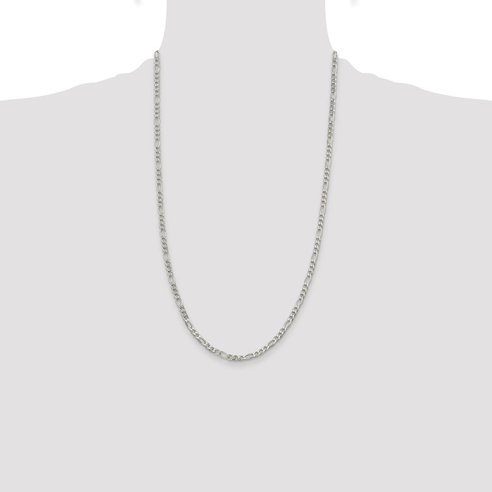 Sterling Silver 4mm Pav‚ Flat Figaro Chain