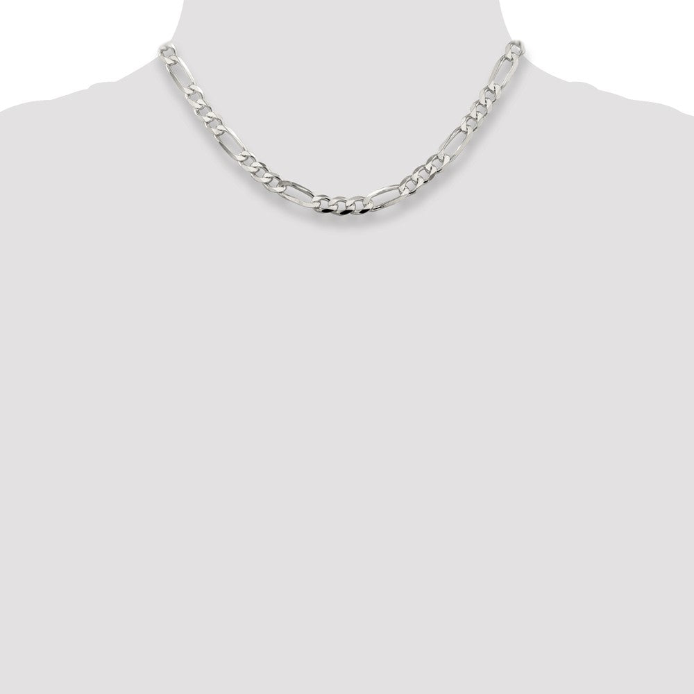Sterling Silver 7.0mm Pav‚ Flat Figaro Chain