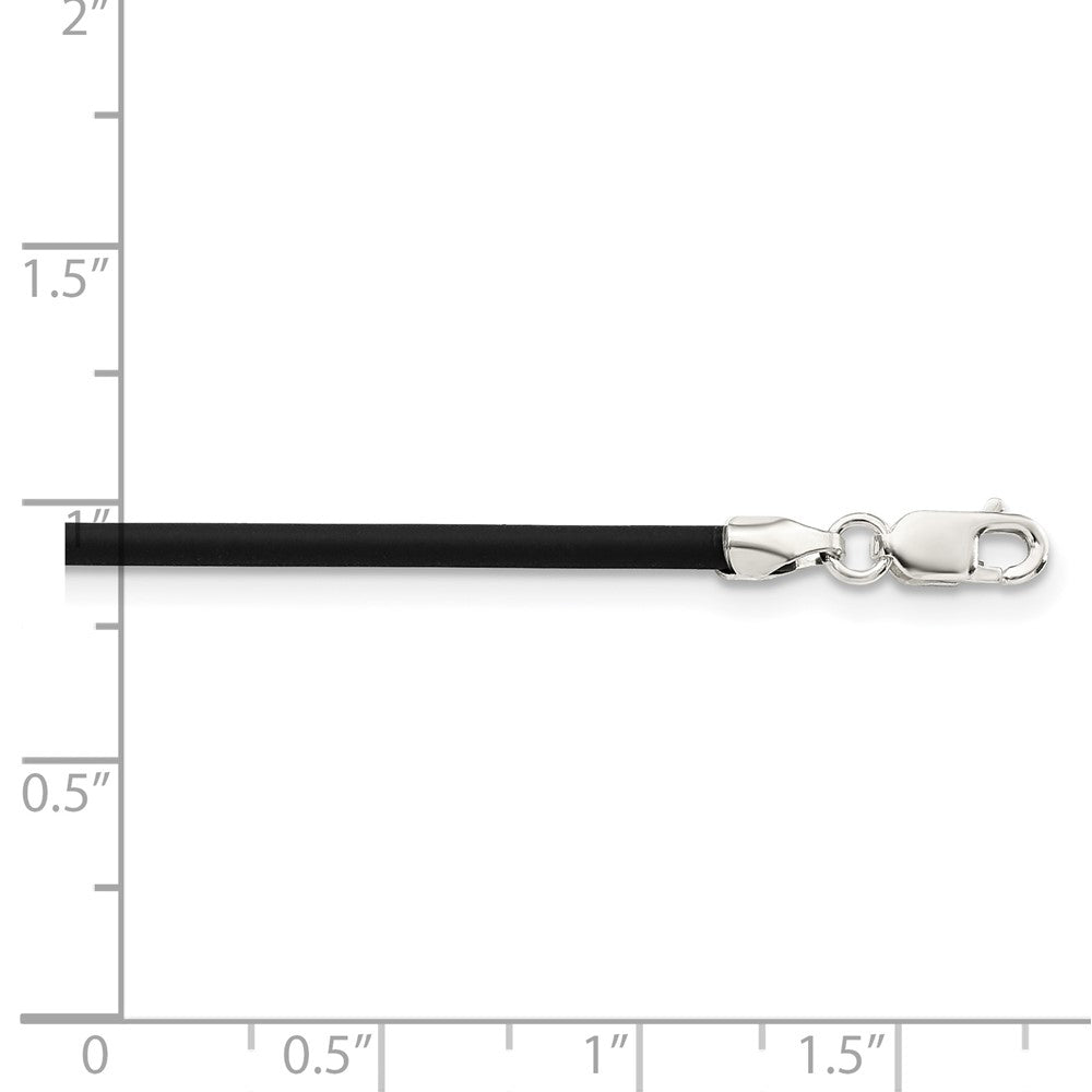 Sterling Silver 20inch 2mm Black Rubber Cord Necklace