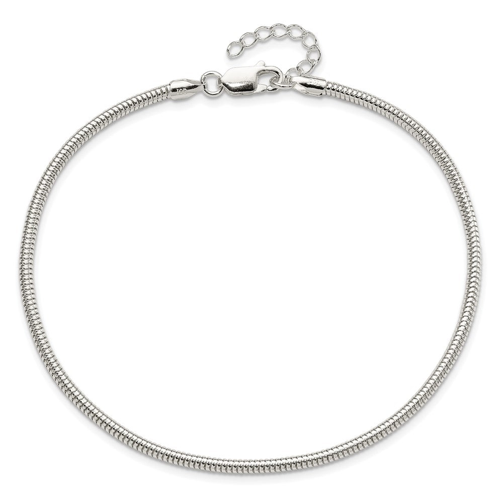 Sterling Silver 2.5mm Snake Chain 10in Plus 1in ext. Anklet