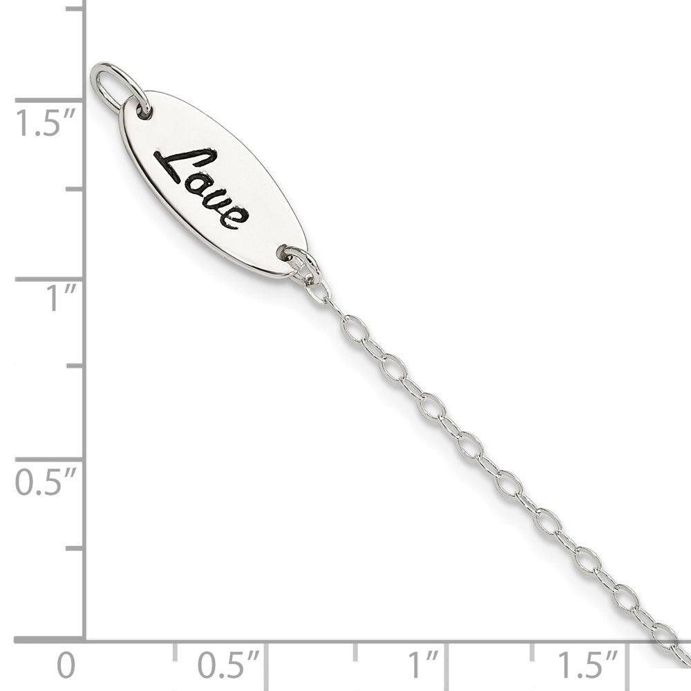 Sterling Silver Polished Enamel Heart LOVE Bracelet