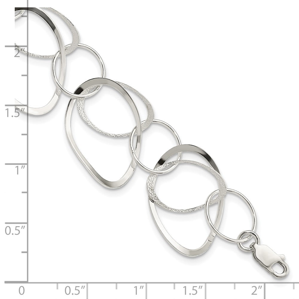 Sterling Silver Polished and Textured Circle 7.5in Bracelet