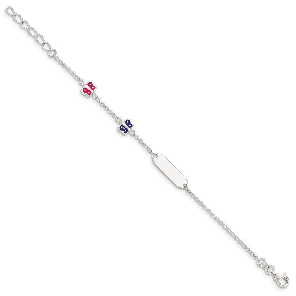 Sterling Silver Enamel Butterfly w/ 1in ext ID Bracelet