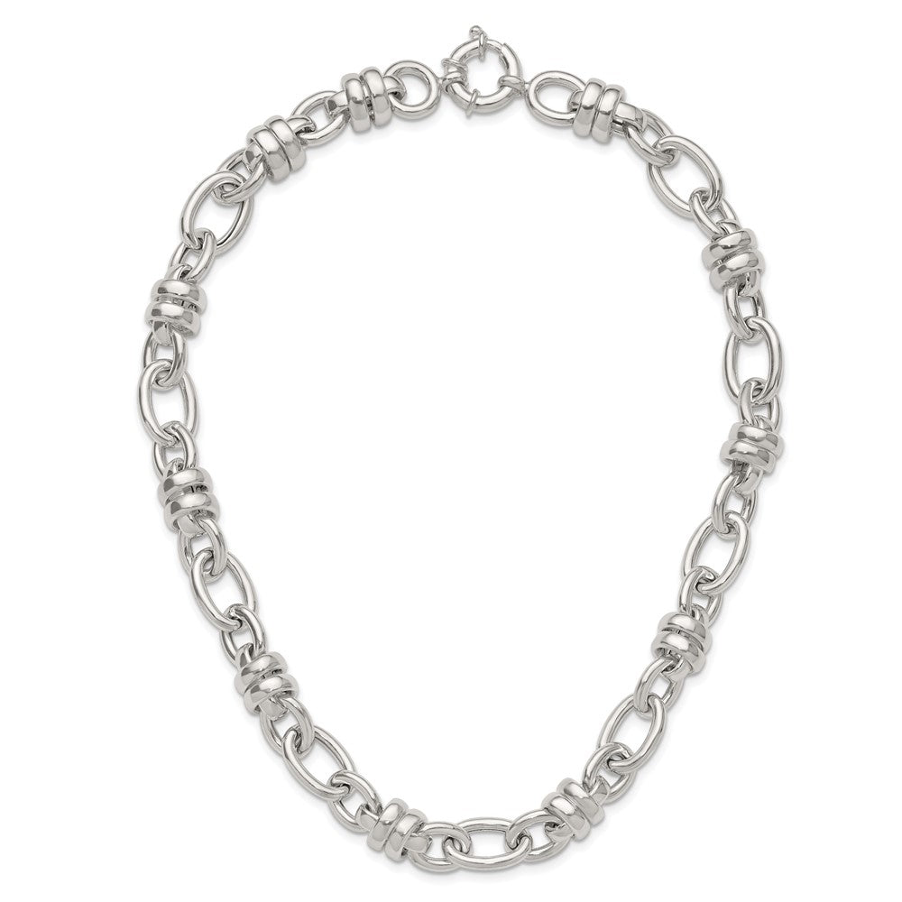 Sterling Silver Fancy Polished Link Necklace