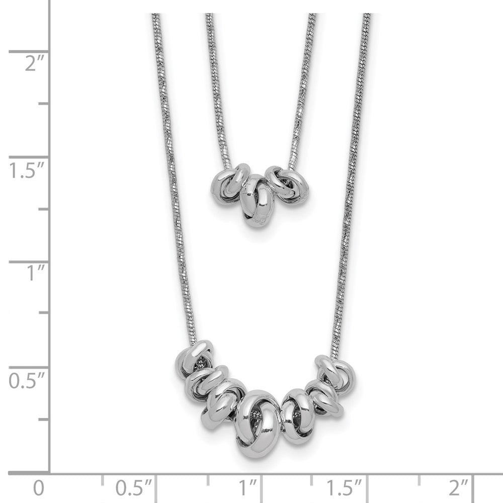 Sterling Silver Double Rings 2-Strand w/2 in ext Necklace