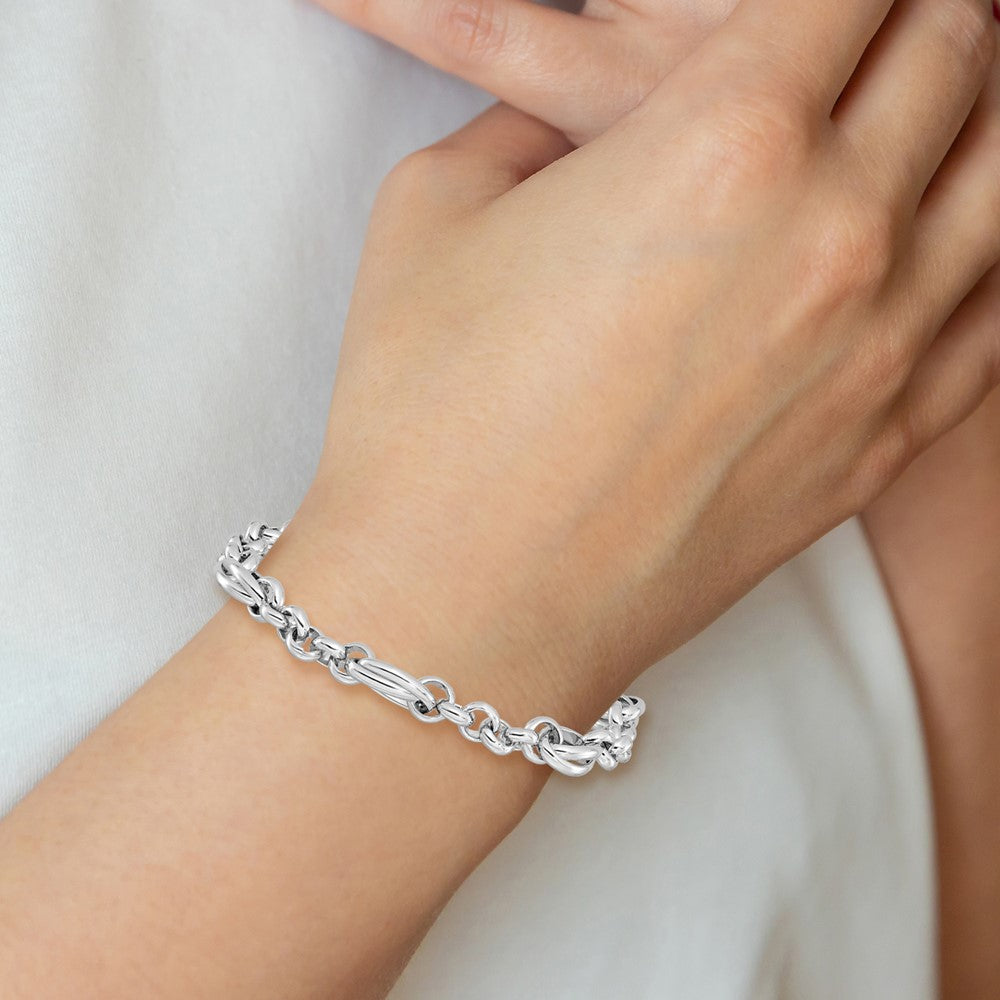 Sterling Silver Rhodium-plated Fancy Link 7.5in Bracelet