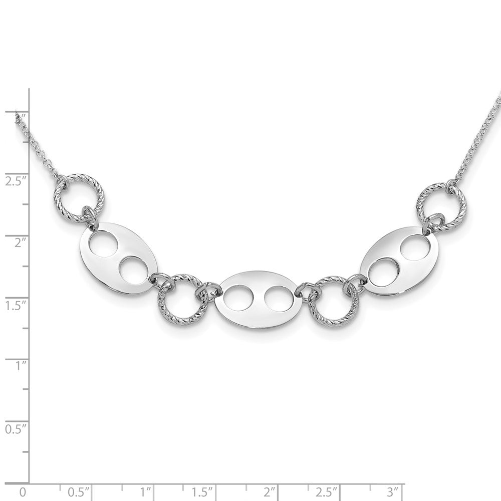 Sterling Silver Rhodium-plated D/C Link w/2 in ext. Necklace