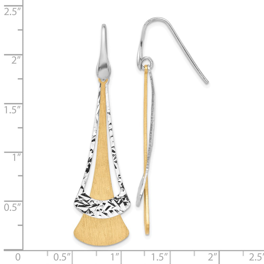 Sterling Silver RH-plated and Gold-plated Fancy Dangle Earrings