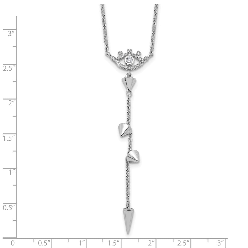 Sterling Silver Rhodium-plated Evil Eye CZ 18in w/2in ext Necklace