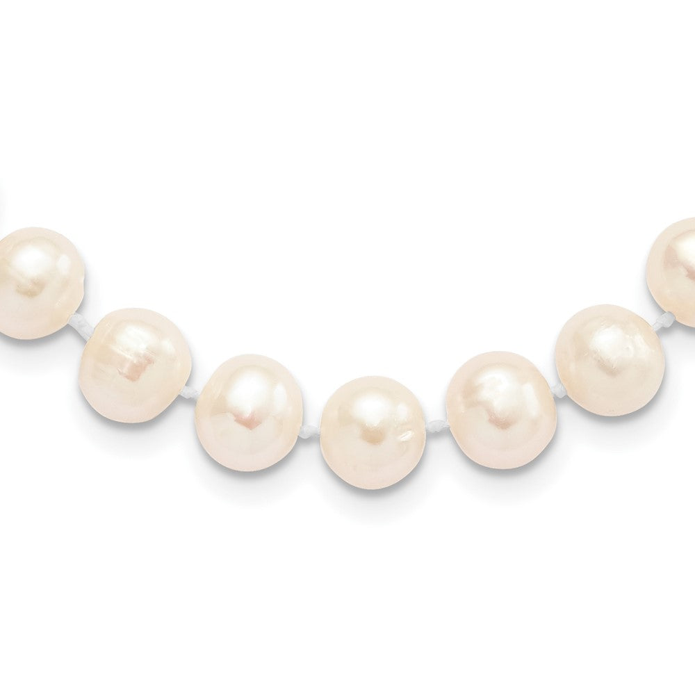 Sterling Silver Rhodium-plated 8-9mm White Near-Round Freshwater Cultured Pearl 20 inch Necklace