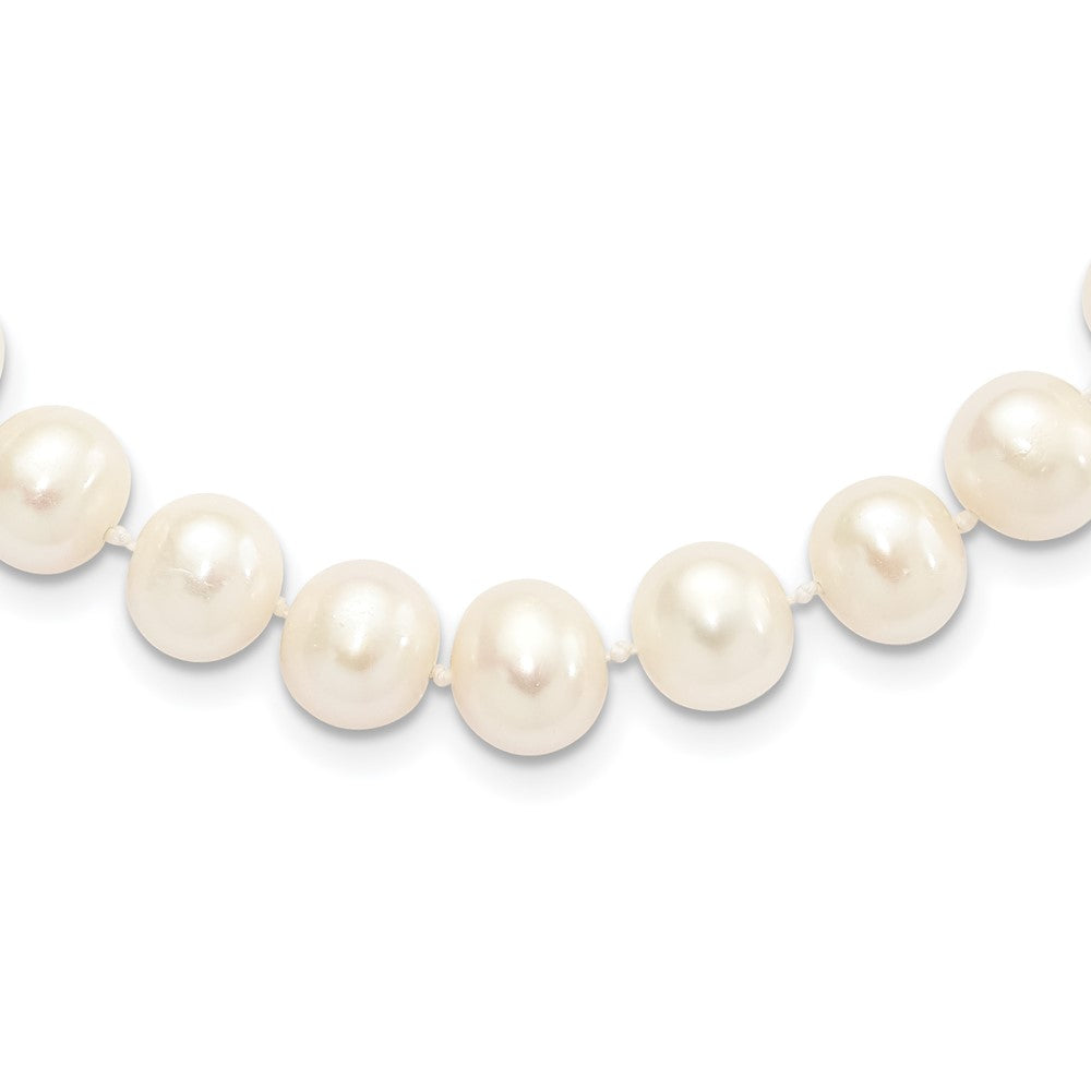 Sterling Silver Rhodium-plated 9-10mm White Near-Round Freshwater Cultured Pearl 18 inch Necklace