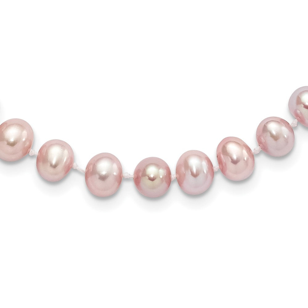 Sterling Silver Rhodium-plated 7-8mm Purple Near-Round Freshwater Cultured Pearl 18 inch Necklace