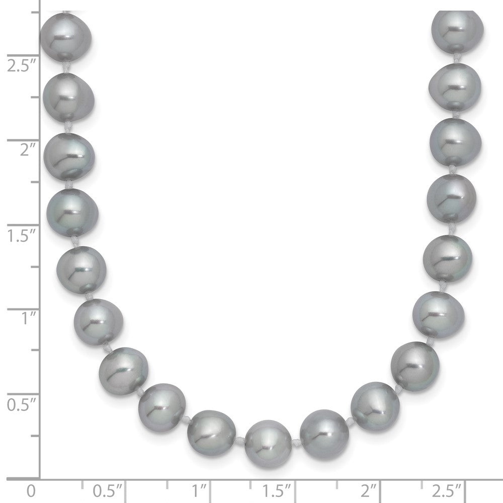 Sterling Silver Rhodium-plated 7-8mm Grey Near-Round Freshwater Cultured Pearl 16 inch Necklace