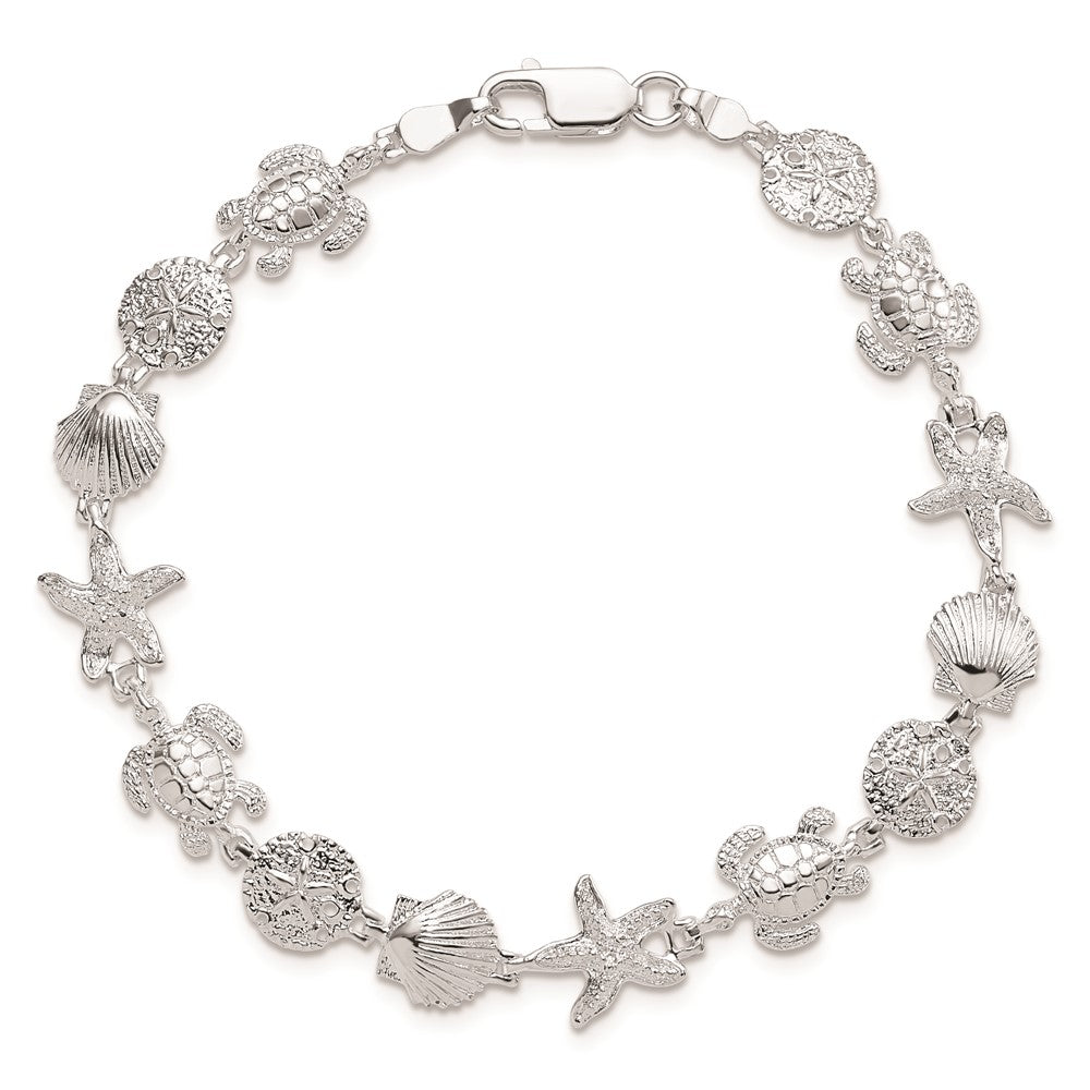 De-Ani Sterling Silver Rhodium-plated Polished and Textured 7.25 inch Bracelet