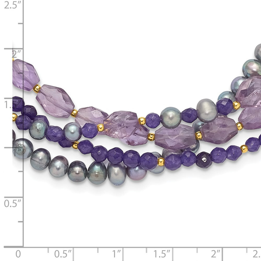 Sterling Silver Gold-plated Multi Stone Adj. 17in or 40in Necklace