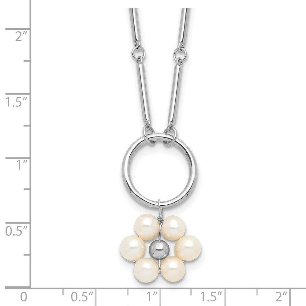 Sterling Silver RH-plated 4-5mm FWC Pearl Flowers w/1.75in ext Necklace