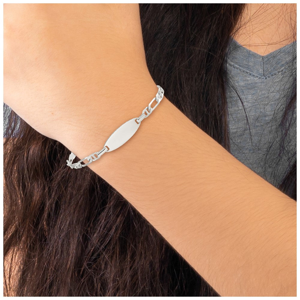 Sterling Silver Polished Engraveable 5in Plus 1in EXT ID Bracelet