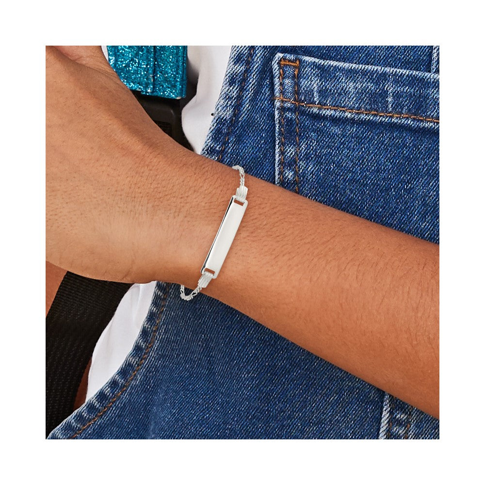 Sterling Silver Engraveable ID on Figaro Link Bracelet