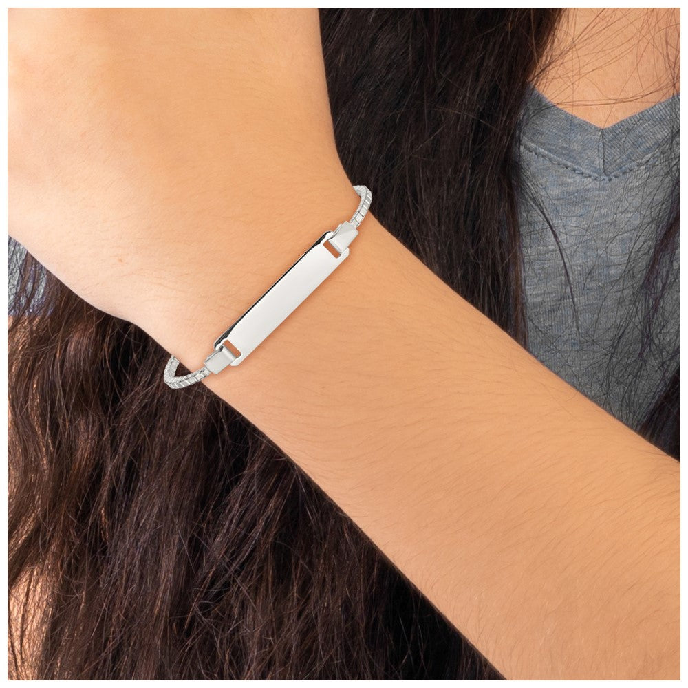 Sterling Silver Engraveable ID on Box Chain Bracelet