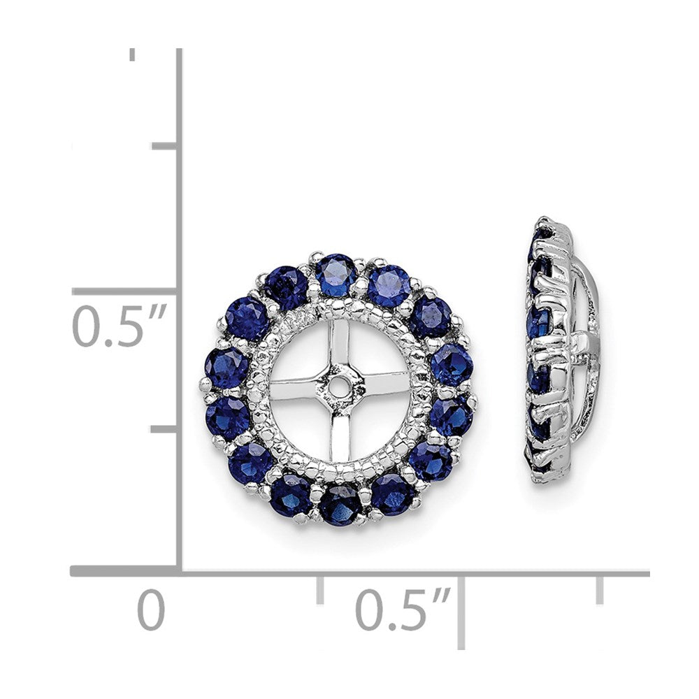 Sterling Silver Rhodium Diam. & Created Sapphire Earring Jacket