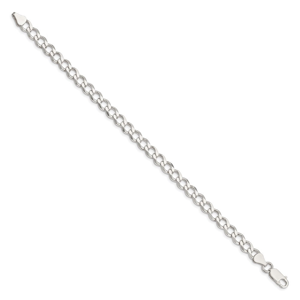 Sterling Silver 6.7mm Semi-solid Flat Curb Chain