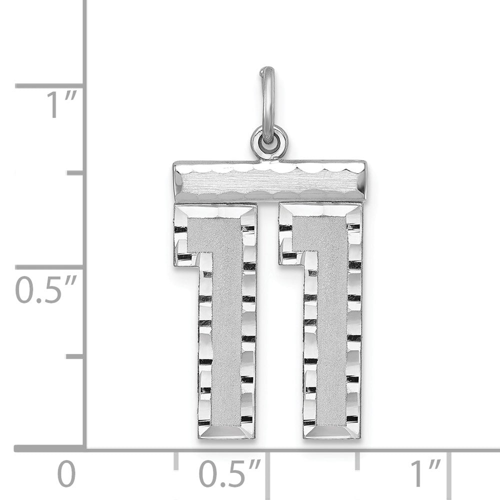 Sterling Silver Rhodium-plated Large #11 Charm