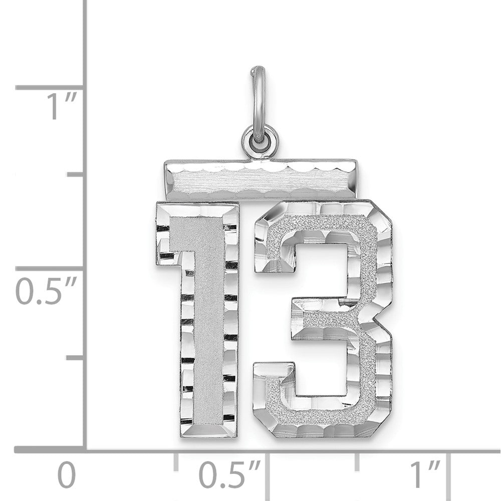 Sterling Silver Rhodium-plated Large #13 Charm