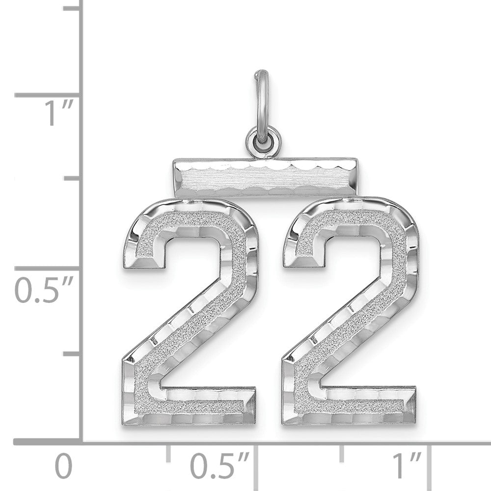 Sterling Silver Rhodium-plated Large #22 Charm