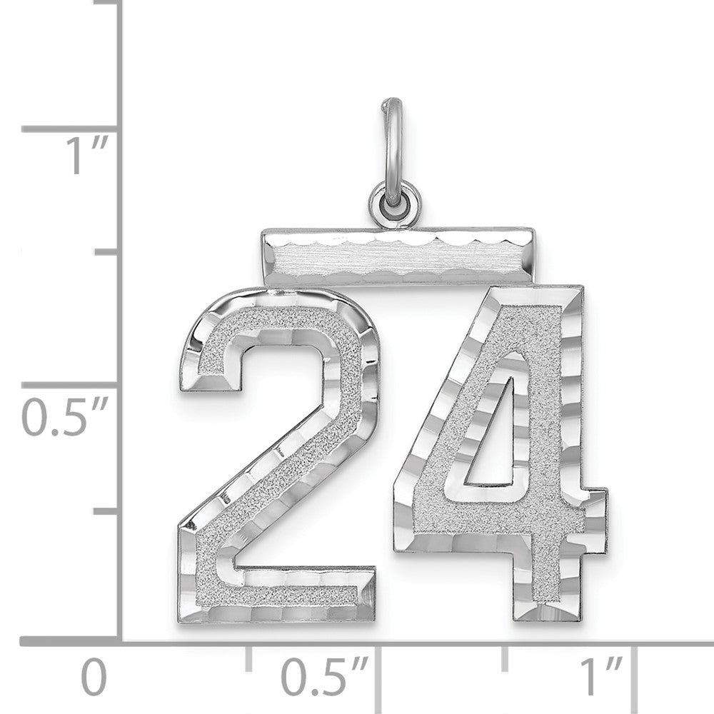 Sterling Silver Rhodium-plated Large #24 Charm