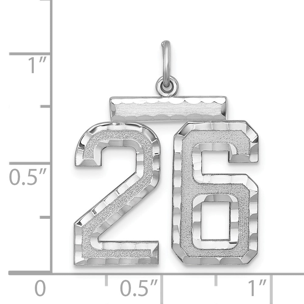 Sterling Silver Rhodium-plated Large #26 Charm