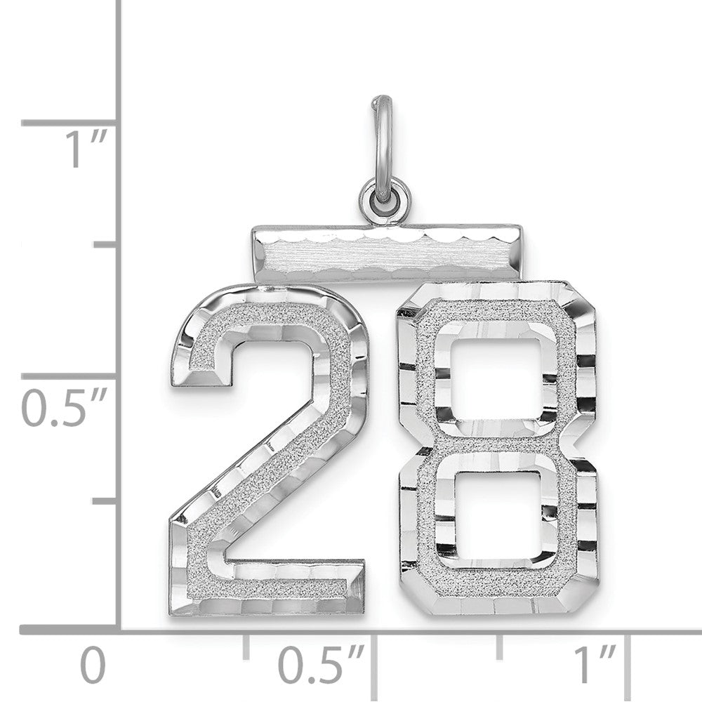 Sterling Silver Rhodium-plated Large #28 Charm