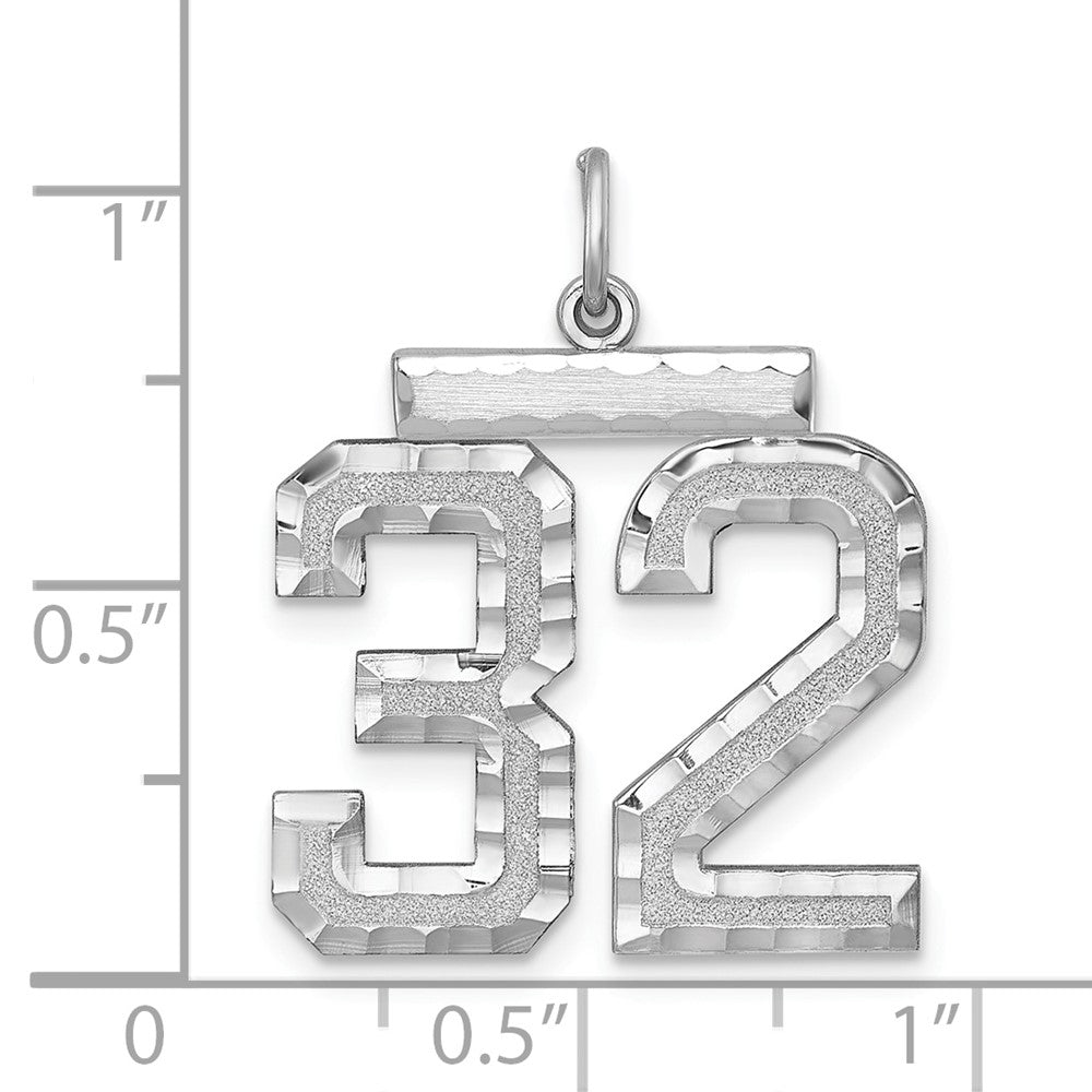 Sterling Silver Rhodium-plated Large #32 Charm