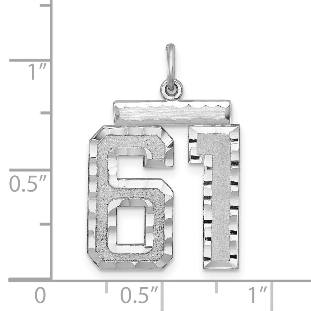 Sterling Silver Rhodium-plated Large #61 Charm