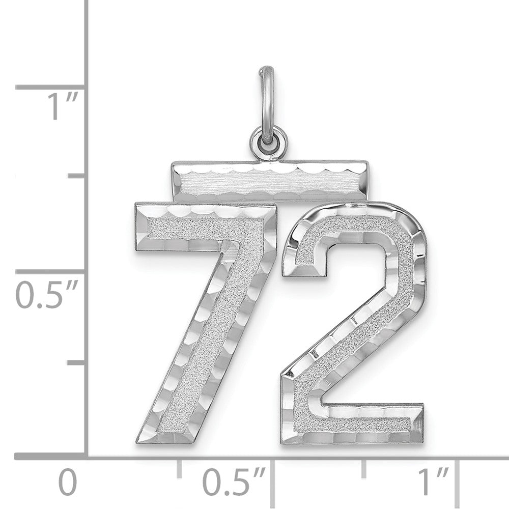 Sterling Silver Rhodium-plated Large #72 Charm
