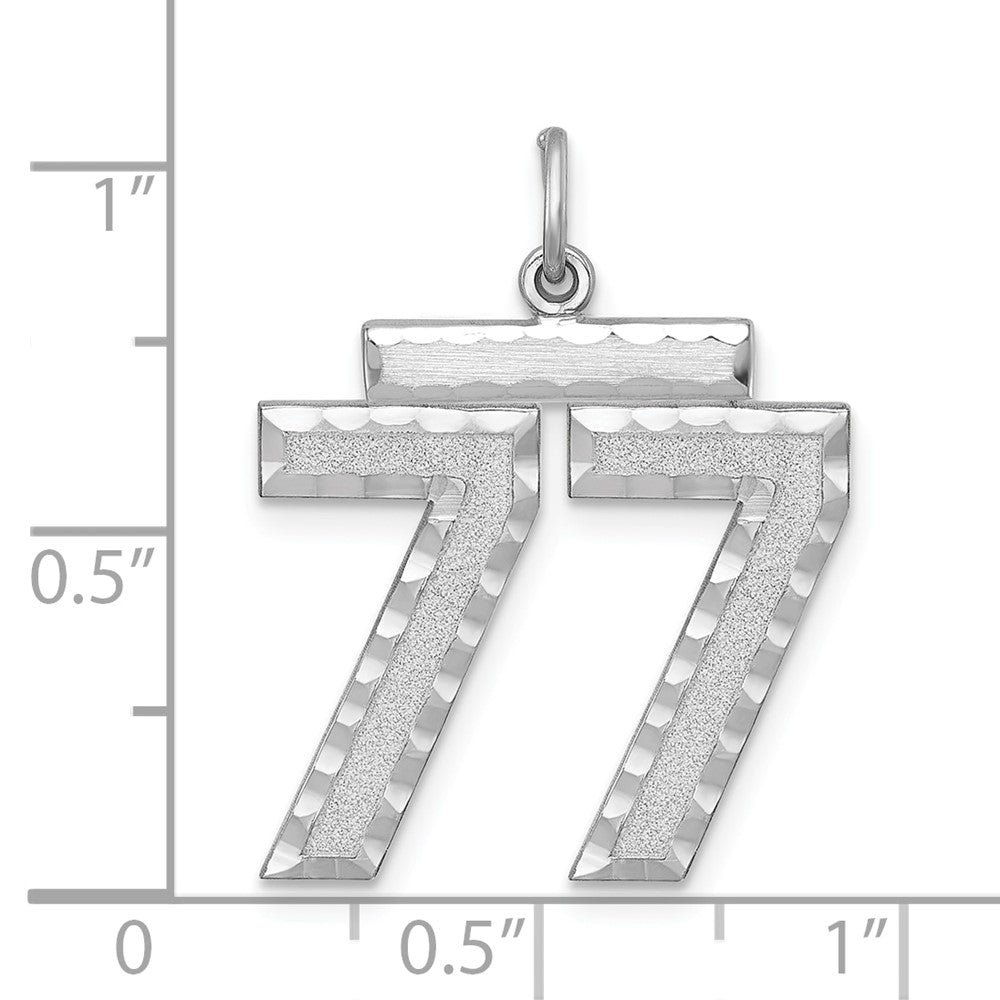Sterling Silver Rhodium-plated Large #77 Charm