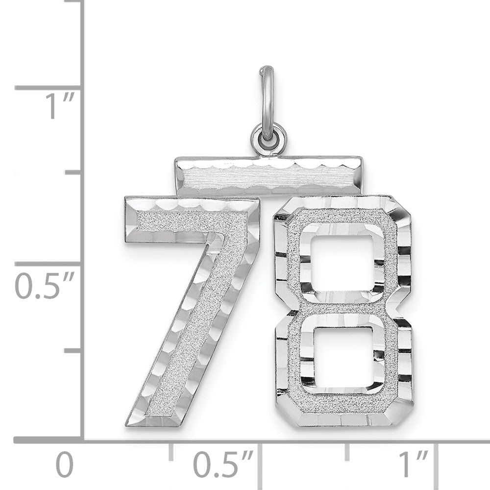 Sterling Silver Rhodium-plated Large #78 Charm