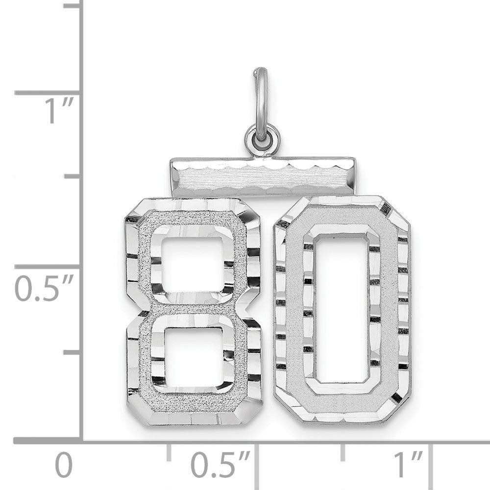 Sterling Silver Rhodium-plated Large #80 Charm
