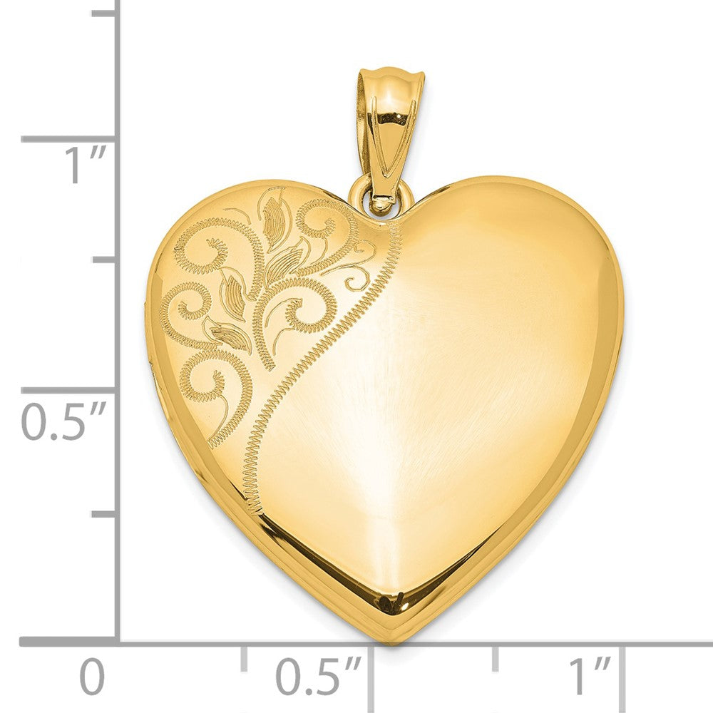 Sterling Silver Gold-plated 24mm Polished Swirl Heart Locket