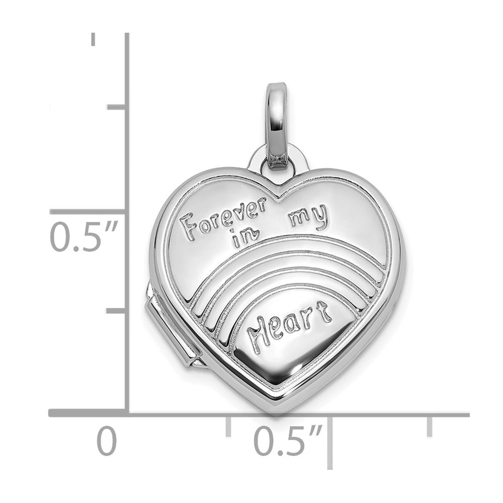 Sterling Silver Rhod-pltd 15mm Forever In My Heart Rainbow Heart Locket