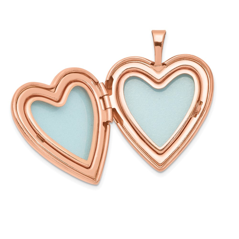 Sterling Silver Rose Gold-plated 20mm Swirl & Polished Heart Locket