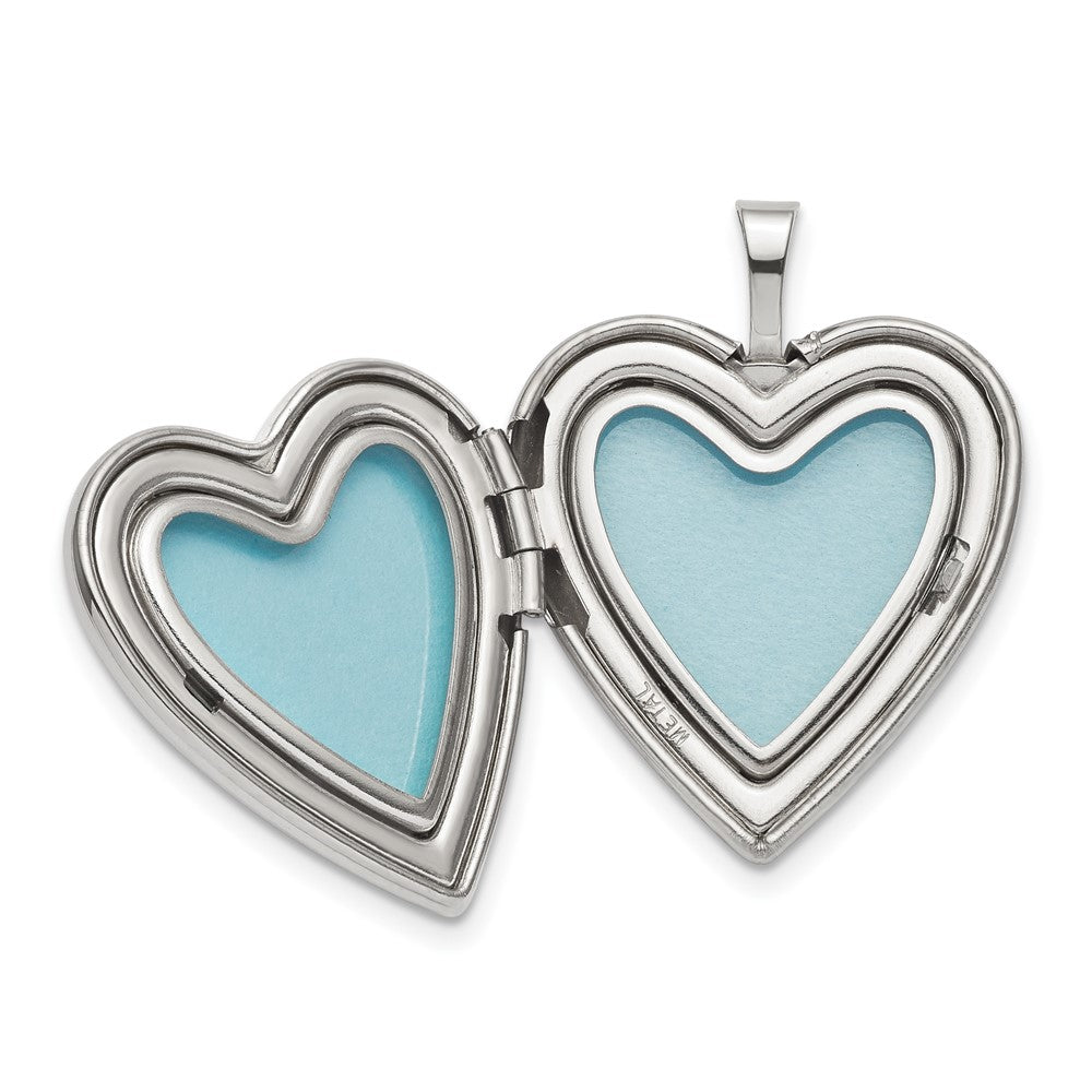 Sterling Silver Rhod-pltd 20mm Green Enamel Clover/Cross Heart Locket