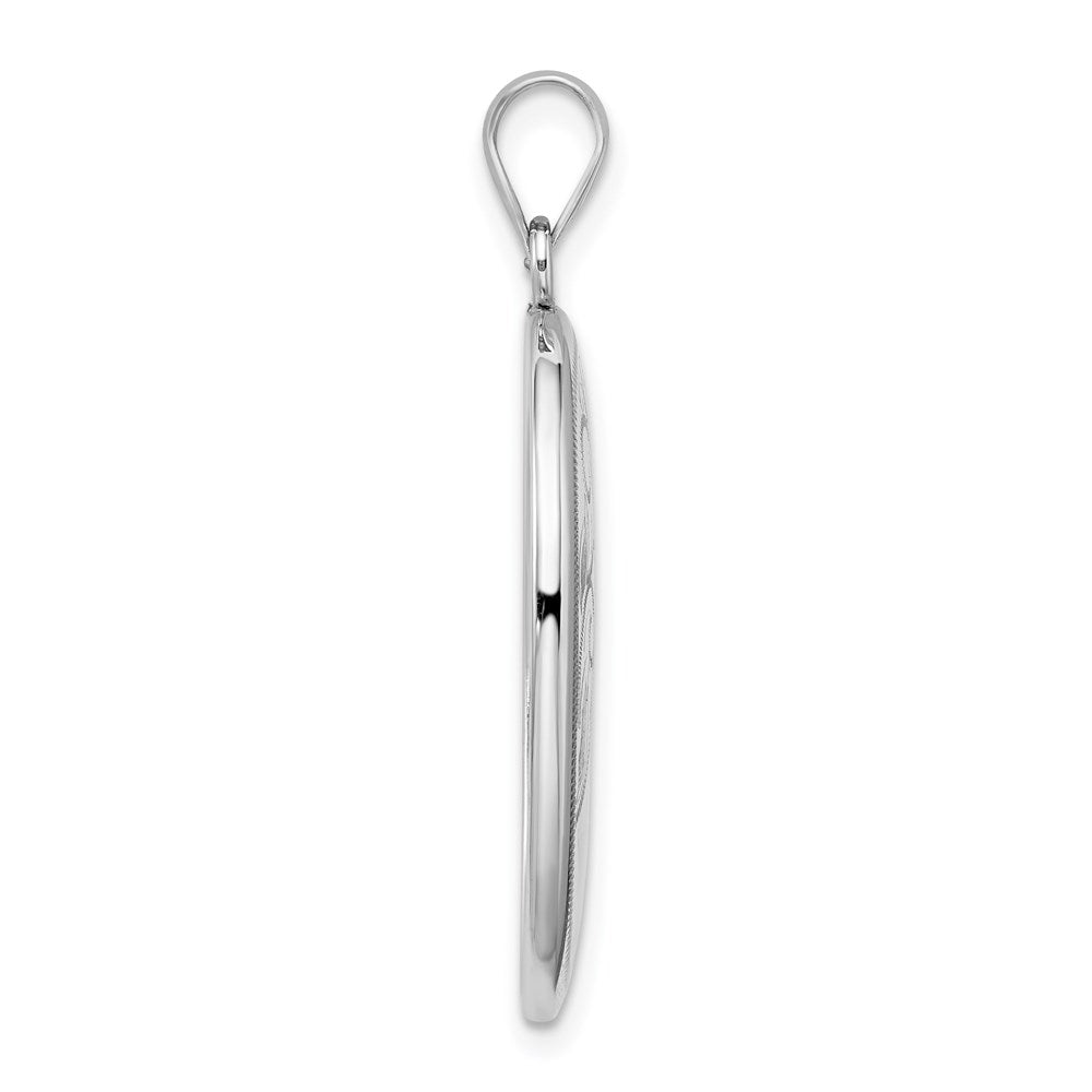 Sterling Silver Rhodium-plated Polished Swirl Design Oval Open Locket