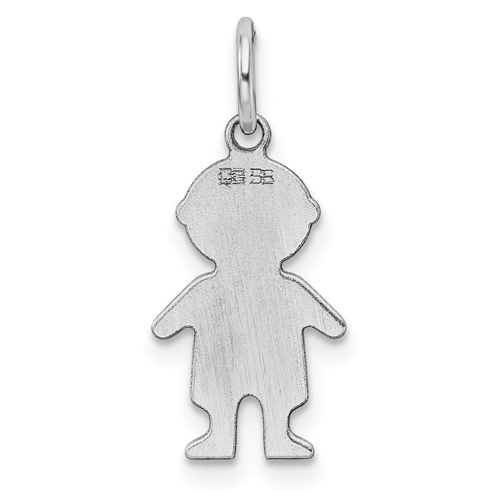 Sterling Silver Rh-plt Engraveable Boy Polished Front/Back Disc Charm