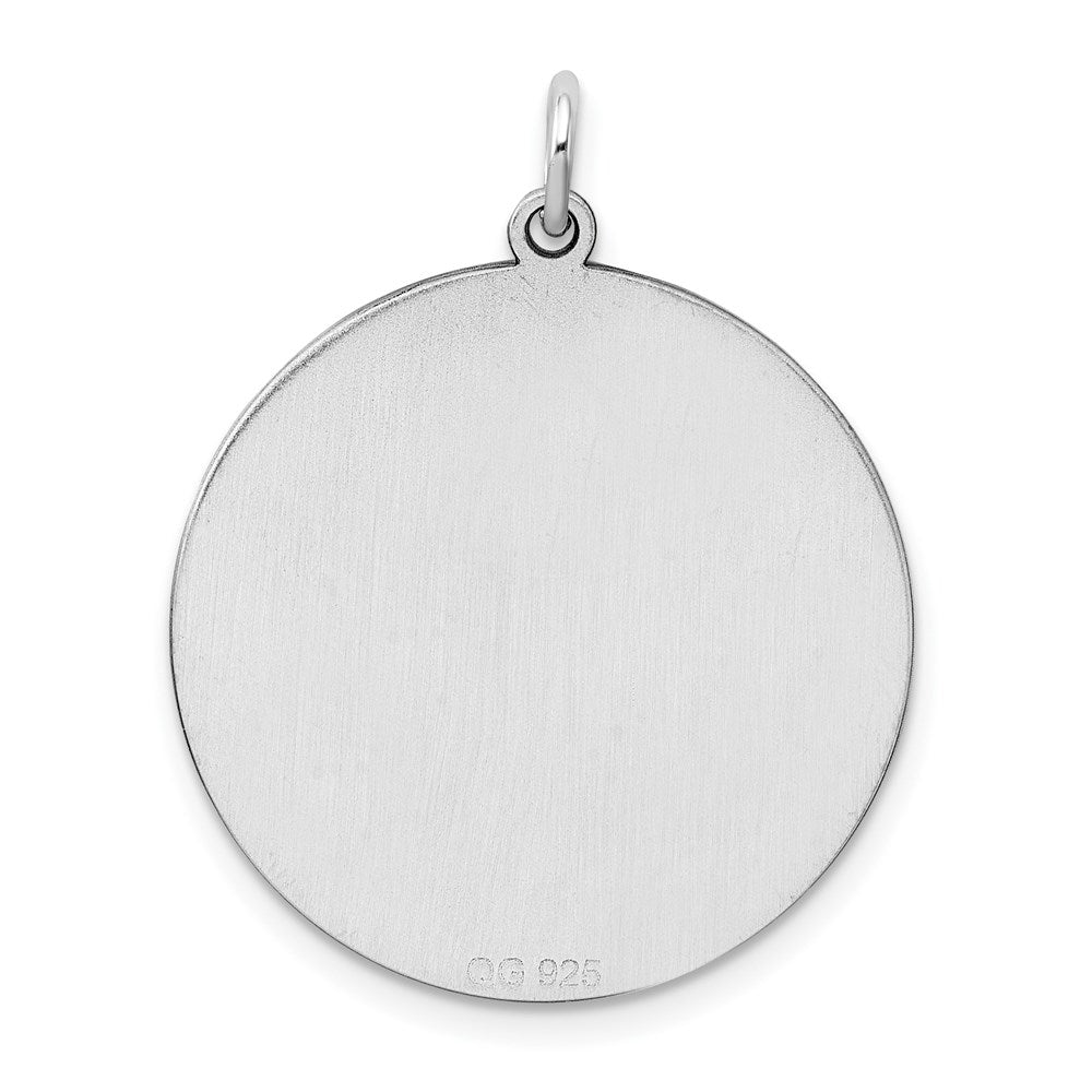 Sterling Silver Rhod-plated Eng. Rnd Polish Front/Satin Back Disc Charm