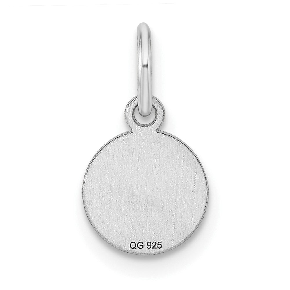 SS Rh-plt Engraveable Round Polished Front/Satin Back Disc Charm
